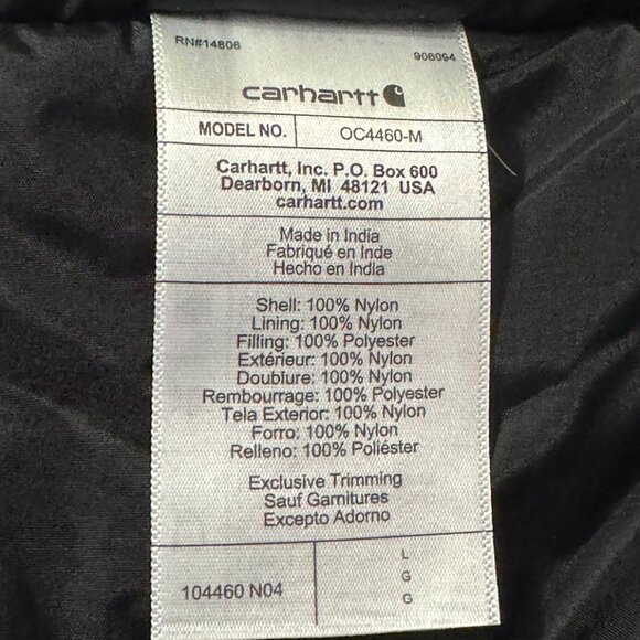 Carhartt 104460 Men's Yukon Extremes Loose Fit Insulated Coat Black  L - Picture 10 of 13